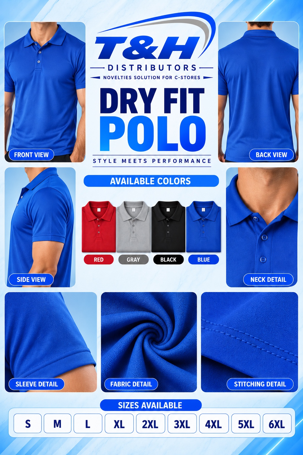 Cotton Wear Dry Fit Polo complete collection — front, back, side, colors, fabric detail and sizes