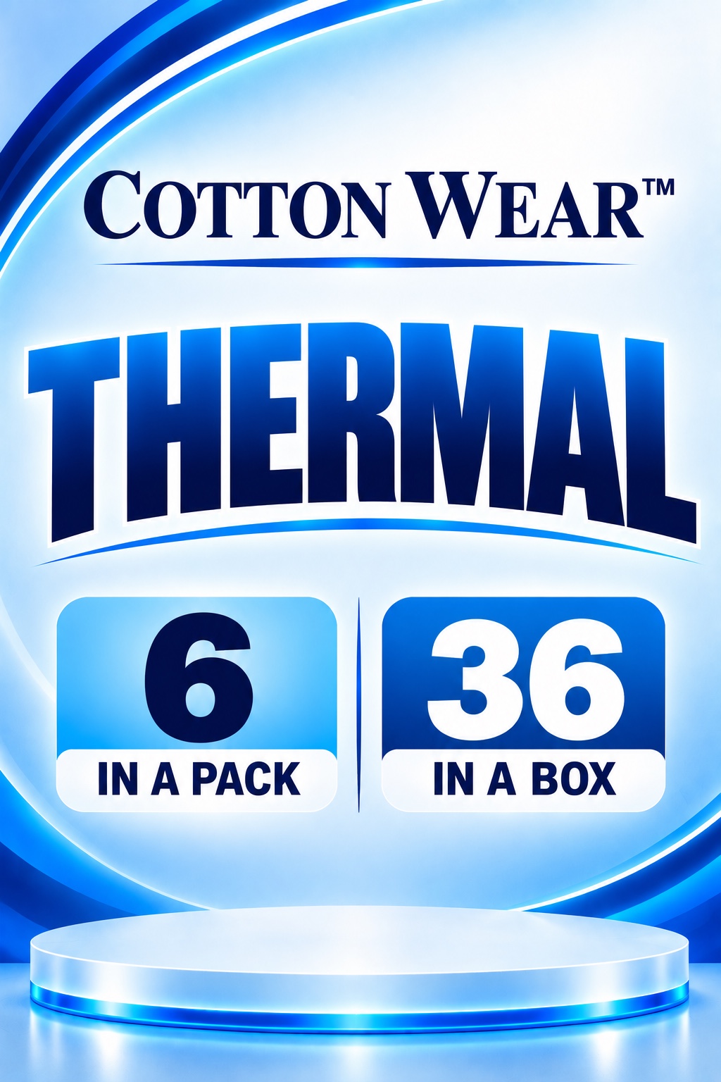 Cotton Wear Thermal Shirt packaging — 6 in a pack, 36 in a box