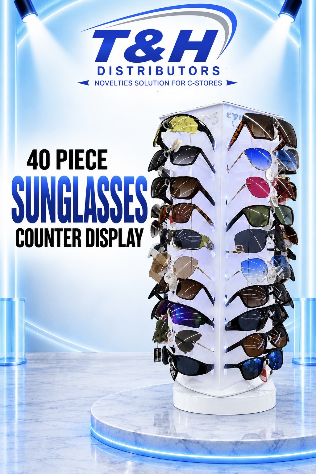 40-piece sunglasses counter display